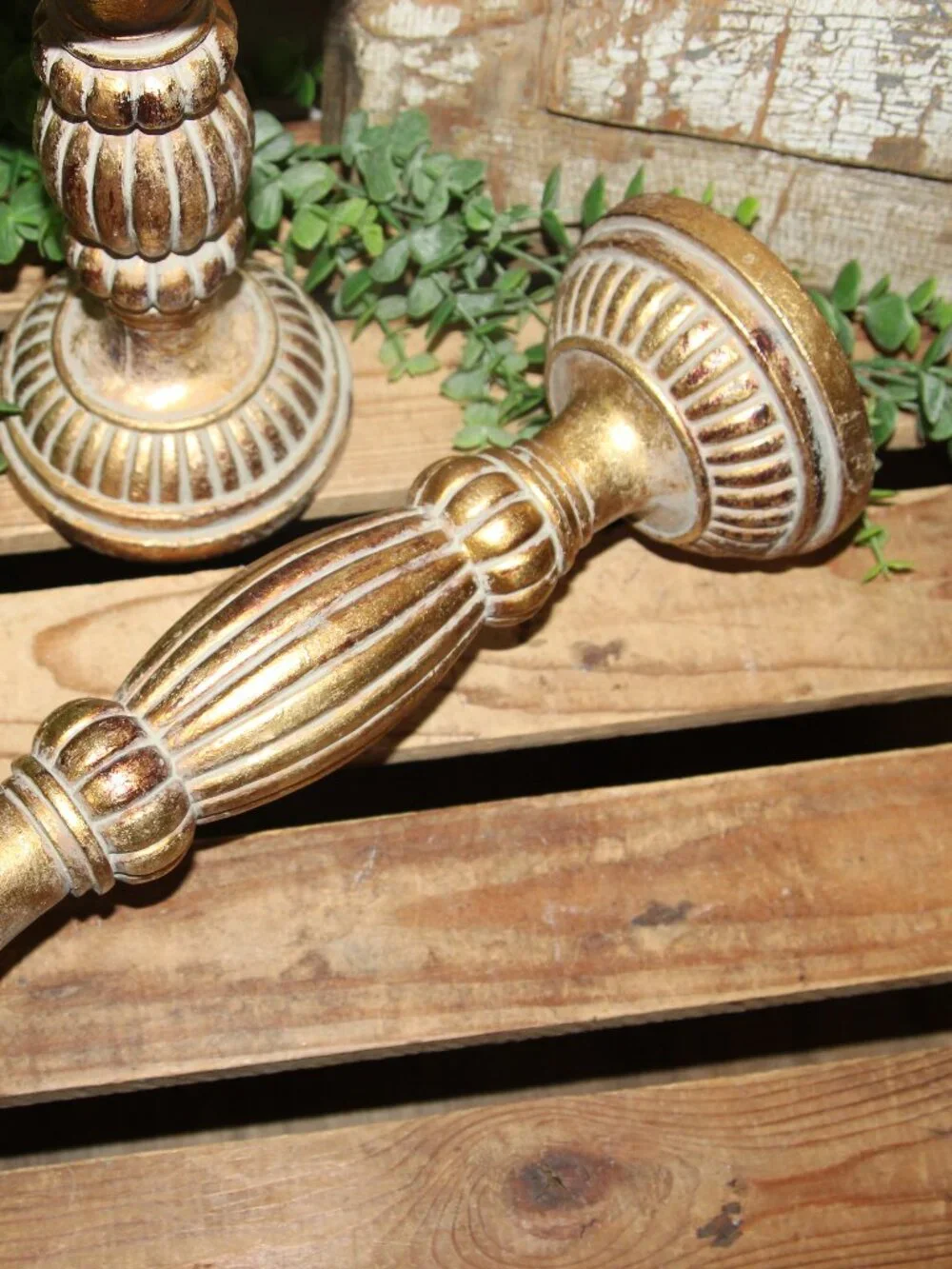 Pair of Elegant Old World French Country Gold Candle Holders
